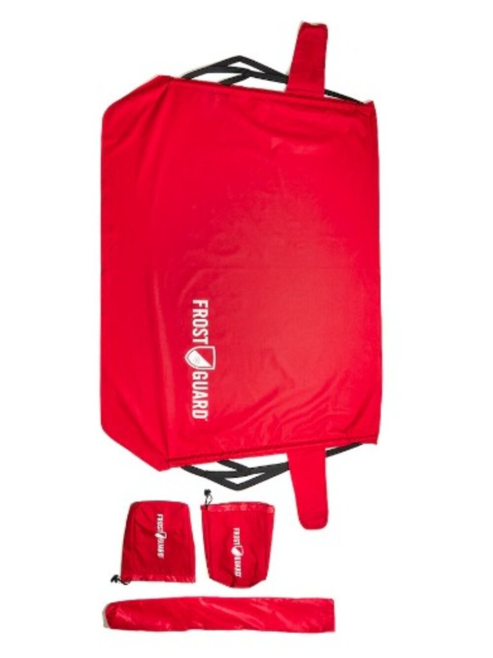 FrostGuard 4pc Windshield Cover w/ Mirror Covers Set Standard Color Red Crimson
